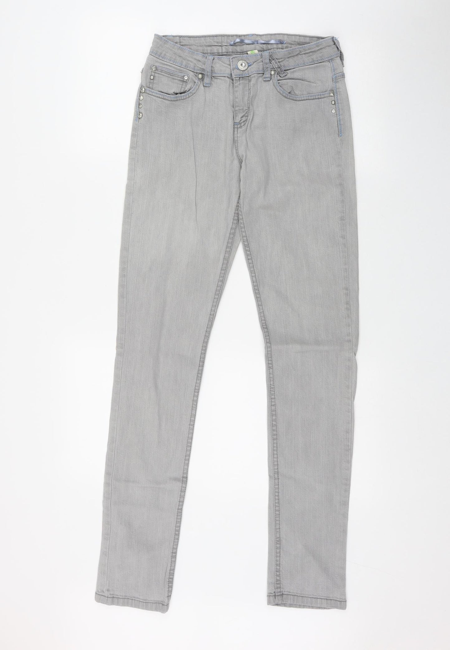 Denim & Co. Womens Grey  Cotton Skinny Jeans Size 10 L32 in Regular Zip