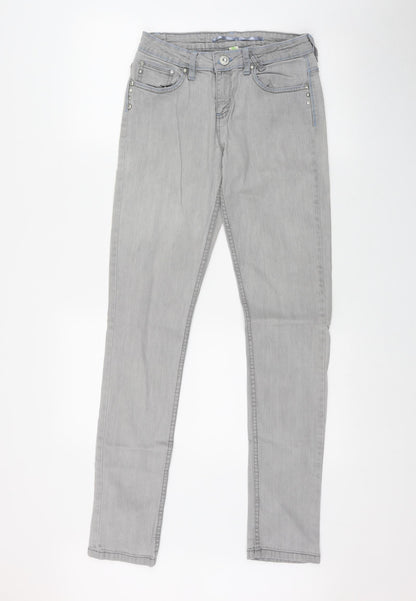 Denim & Co. Womens Grey  Cotton Skinny Jeans Size 10 L32 in Regular Zip