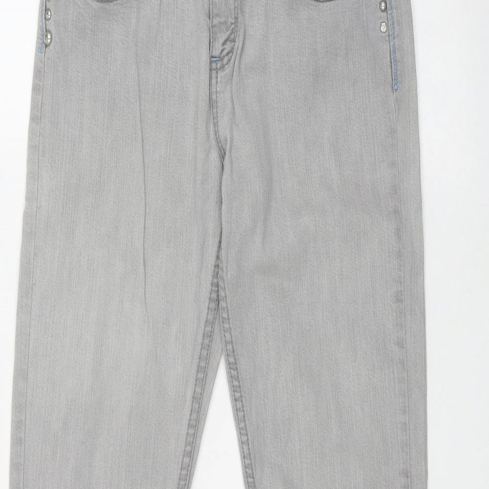 Denim & Co. Womens Grey  Cotton Skinny Jeans Size 10 L32 in Regular Zip