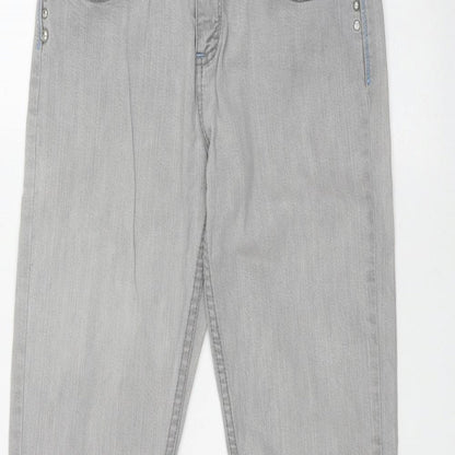 Denim & Co. Womens Grey  Cotton Skinny Jeans Size 10 L32 in Regular Zip