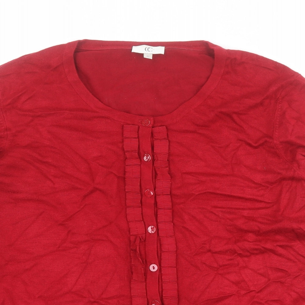 Womens UK Size 12 CC Red Cardigan Jumper