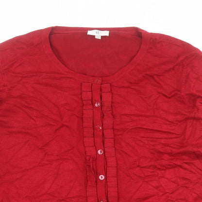Womens UK Size 12 CC Red Cardigan Jumper