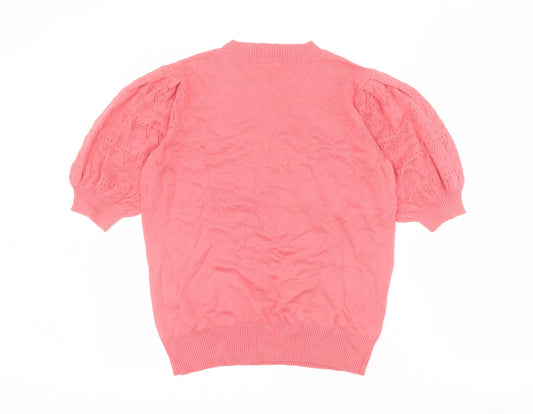 TU Womens Pink Round Neck  Cotton Pullover Jumper Size 12