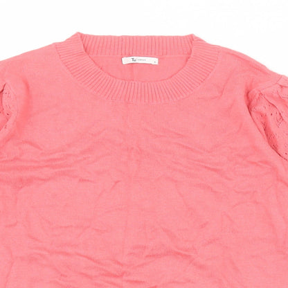TU Womens Pink Round Neck  Cotton Pullover Jumper Size 12