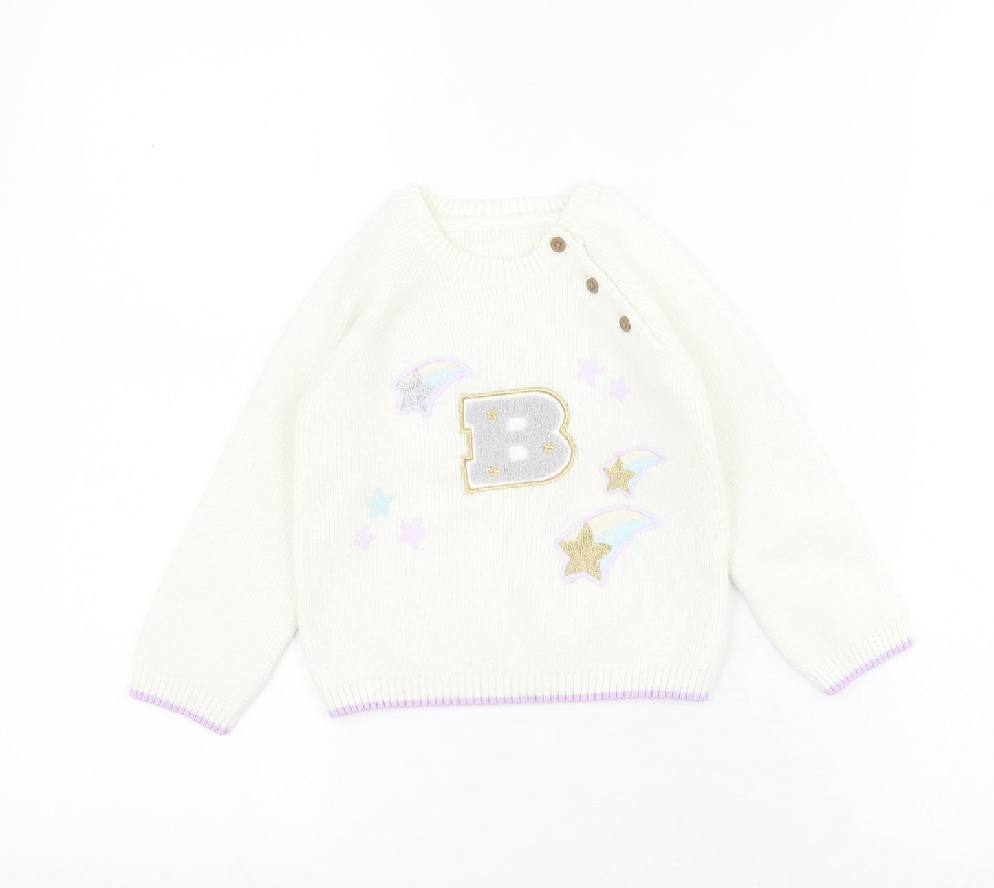 Marks and Spencer Baby White  Acrylic Pullover Jumper Size 12-18 Months  Button - B