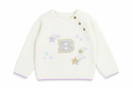 Marks and Spencer Baby White  Acrylic Pullover Jumper Size 12-18 Months  Button - B