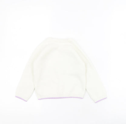 Marks and Spencer Baby White  Acrylic Pullover Jumper Size 12-18 Months  Button - B
