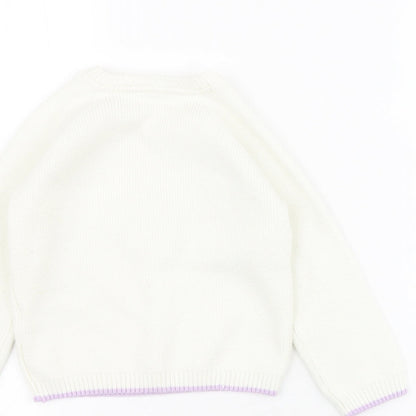 Marks and Spencer Baby White  Acrylic Pullover Jumper Size 12-18 Months  Button - B
