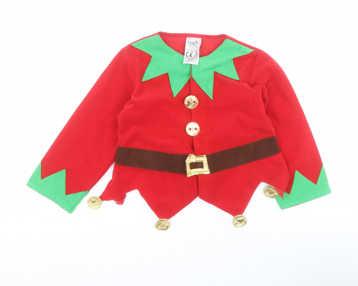 Ladybird Boys Red   Jacket  Size 3-4 Years  Hook & Loop - Elf fancy dress
