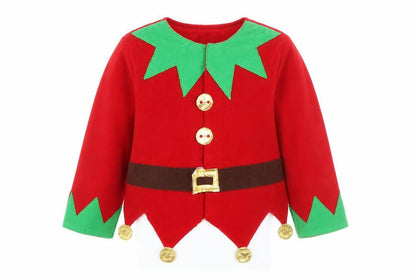 Front view of Ladybird boys’ red jacket, size 3-4, years hook & loop - elf fancy dress