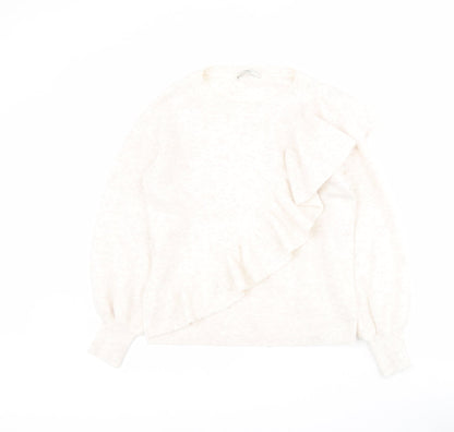 George Womens White Round Neck  Acrylic Pullover Jumper Size 12
