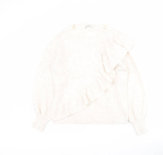 George Womens White Round Neck  Acrylic Pullover Jumper Size 12