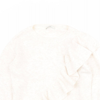 George Womens White Round Neck  Acrylic Pullover Jumper Size 12