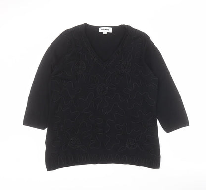 Gerard Womens Black V-Neck  Viscose Pullover Jumper Size 18