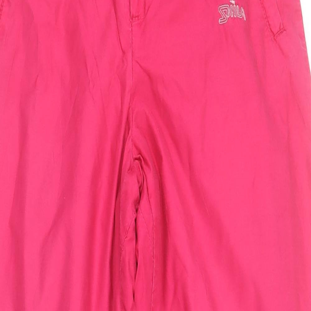 Skila Womens Pink  Cotton Snow Pants Trousers Size S L28 in Regular Drawstring