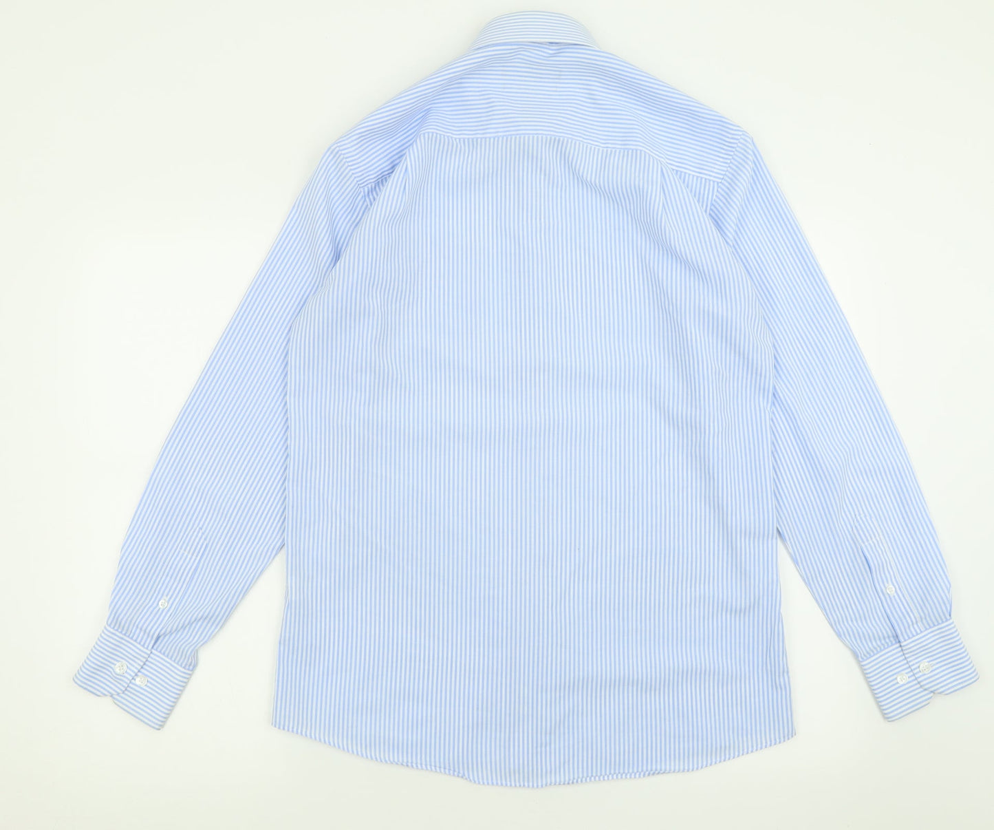 Mens UK Size 15 Cedar Wood State Blue  Button-Up Long Sleeve Casual Shirt