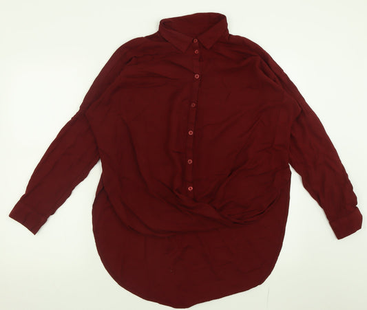 BDG Womens Red  Viscose Basic Button-Up Size S Collared