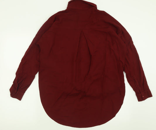 BDG Womens Red  Viscose Basic Button-Up Size S Collared