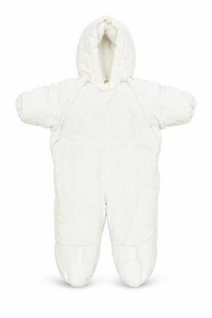 Front view of Ladybird girls’ white 3-in-1 jacket poncho, size 0-3, months hook & loop