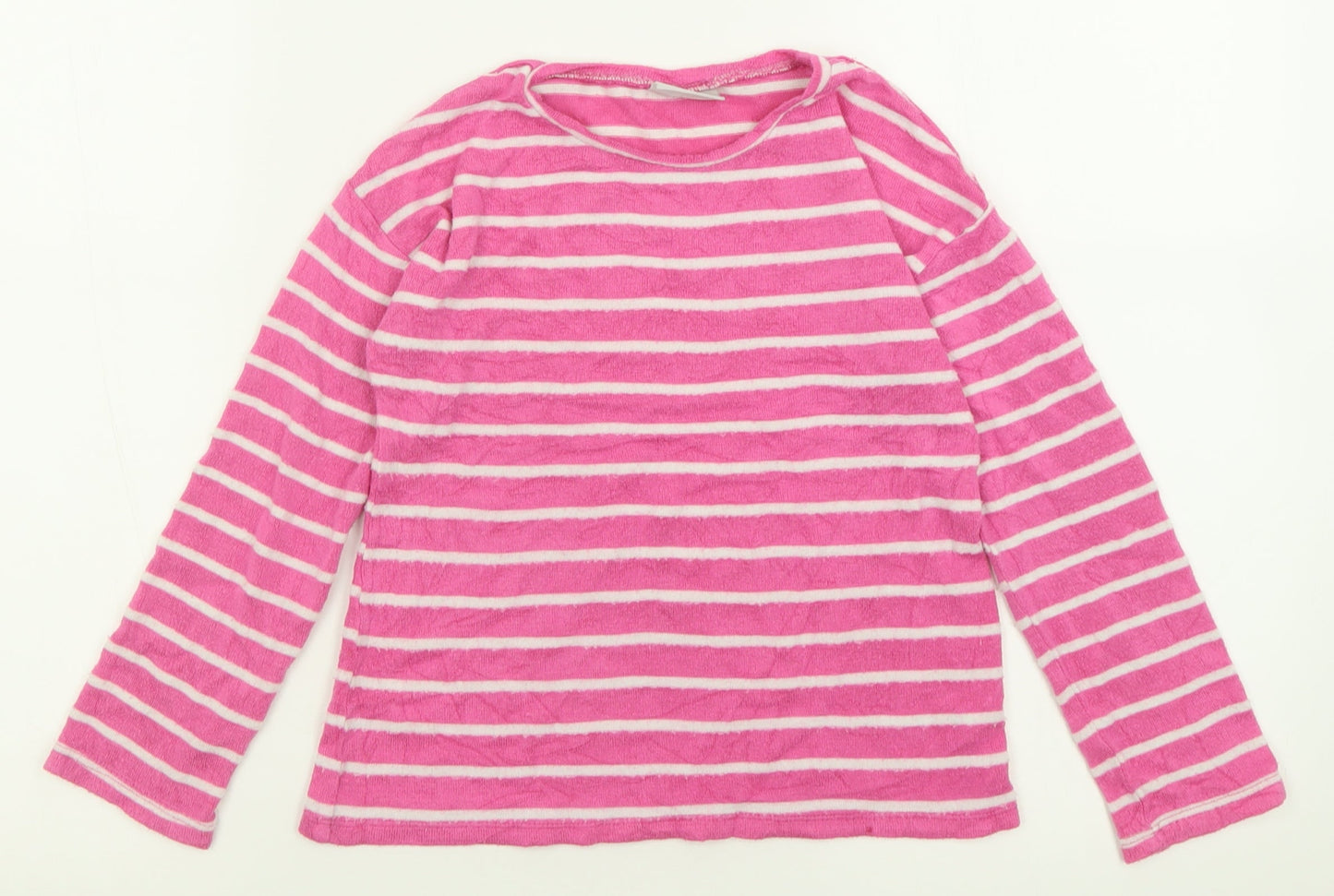 NEXT Girls Pink Striped Polyester Basic Casual Size 9 Years Crew Neck Pullover
