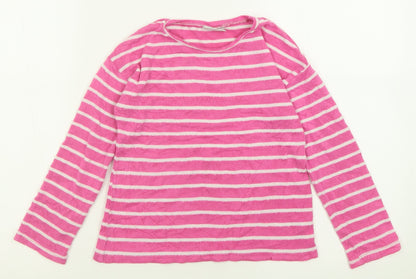 NEXT Girls Pink Striped Polyester Basic Casual Size 9 Years Crew Neck Pullover