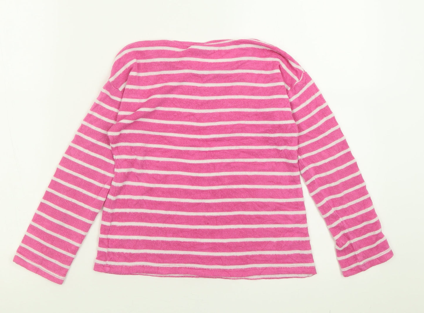 NEXT Girls Pink Striped Polyester Basic Casual Size 9 Years Crew Neck Pullover