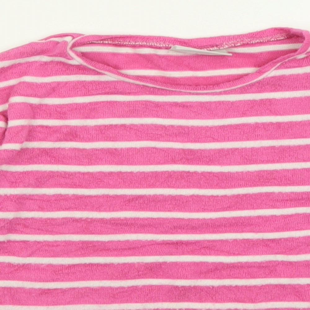NEXT Girls Pink Striped Polyester Basic Casual Size 9 Years Crew Neck Pullover