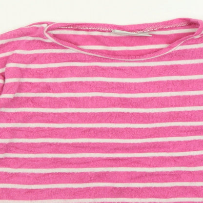 NEXT Girls Pink Striped Polyester Basic Casual Size 9 Years Crew Neck Pullover