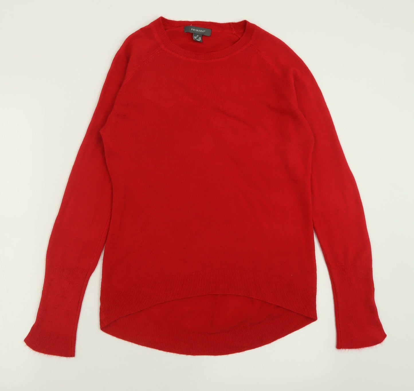 Primark Womens Red Crew Neck  Acrylic Pullover Jumper Size XS