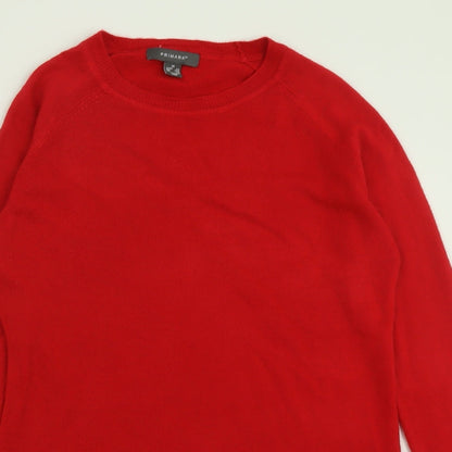 Primark Womens Red Crew Neck  Acrylic Pullover Jumper Size XS