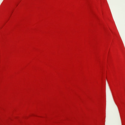 Primark Womens Red Crew Neck  Acrylic Pullover Jumper Size XS