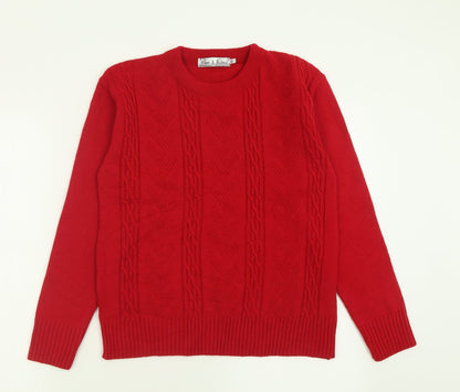 Womens UK Size XS Pure & Natural Red Pullover Jumper