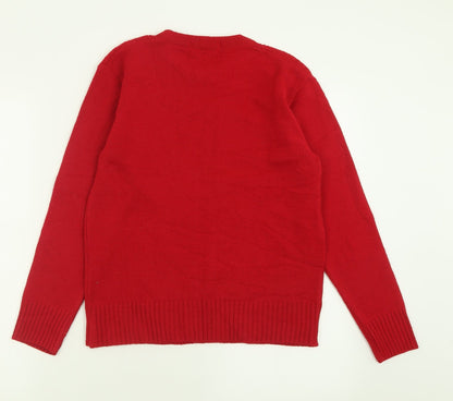 Womens UK Size XS Pure & Natural Red Pullover Jumper