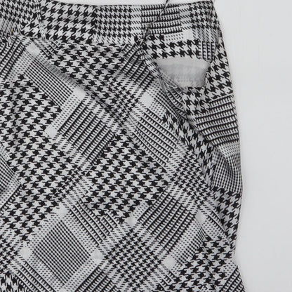 River Island Womens Black Houndstooth Polyester Basic Blouse Size 10 Scoop Neck