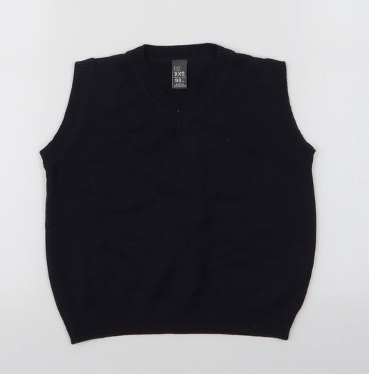 Zara Boys Blue V-Neck  Polyester Vest Jumper Size 2XS  Pullover