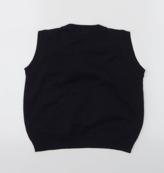 Zara Boys Blue V-Neck  Polyester Vest Jumper Size 2XS  Pullover