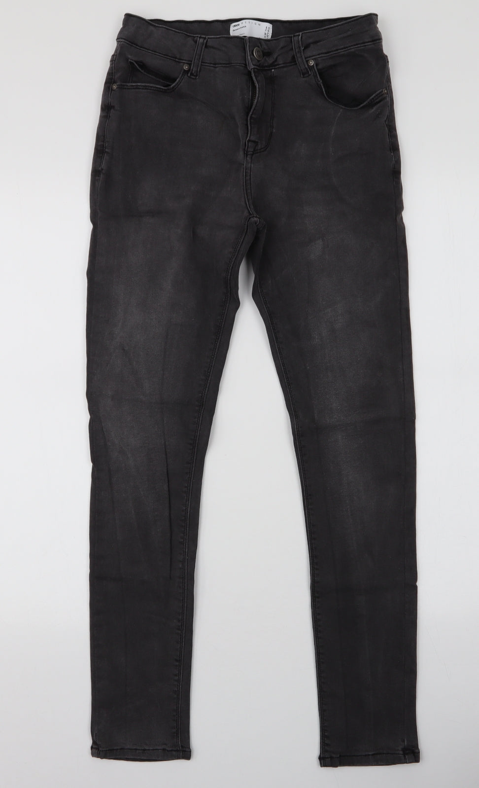 ASOS Mens Grey  Cotton Skinny Jeans Size 28 in L32 in Slim Zip