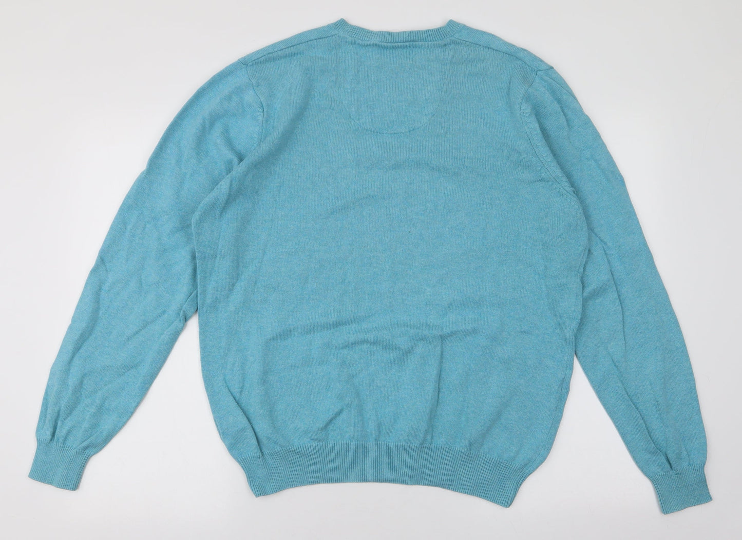 Marks and Spencer Mens Blue V-Neck  Cotton Pullover Jumper Size M