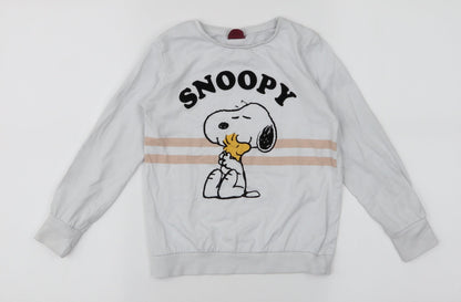 George Girls White  100% Cotton Pullover Sweatshirt Size 7-8 Years  Pullover - Peanuts Snoopy