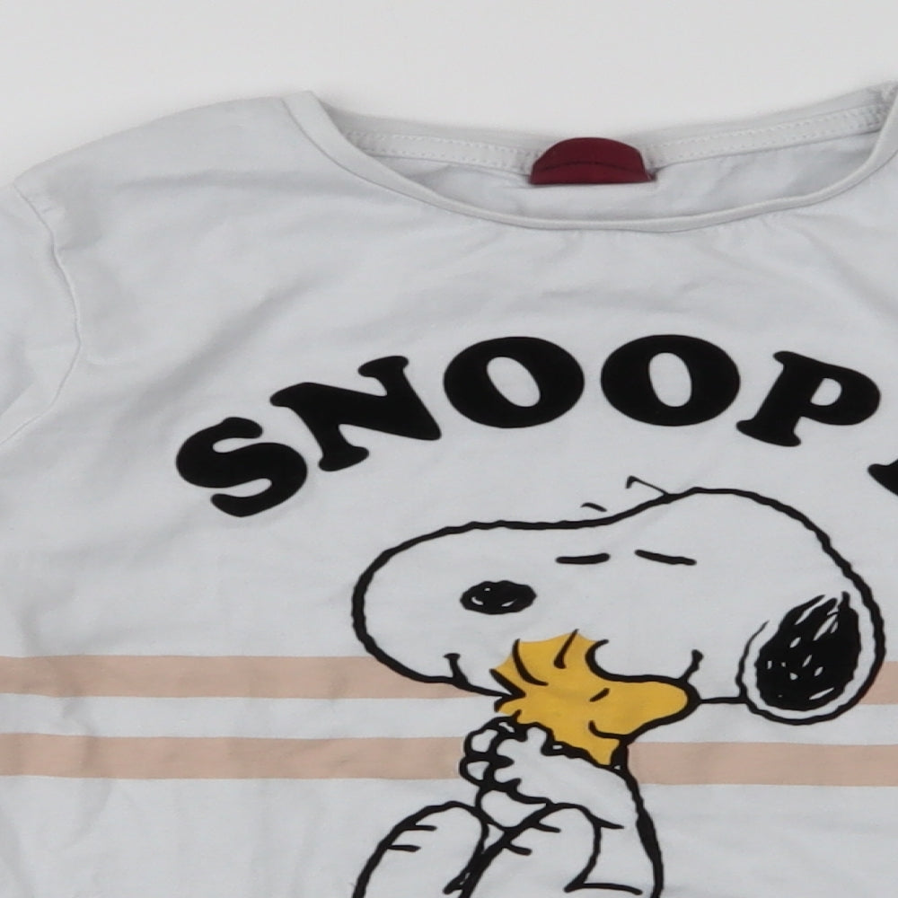 George Girls White  100% Cotton Pullover Sweatshirt Size 7-8 Years  Pullover - Peanuts Snoopy