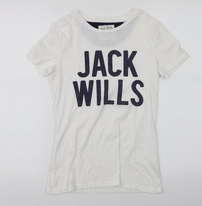 Womens UK Size 6 Jack Wills White Jersey T-Shirt