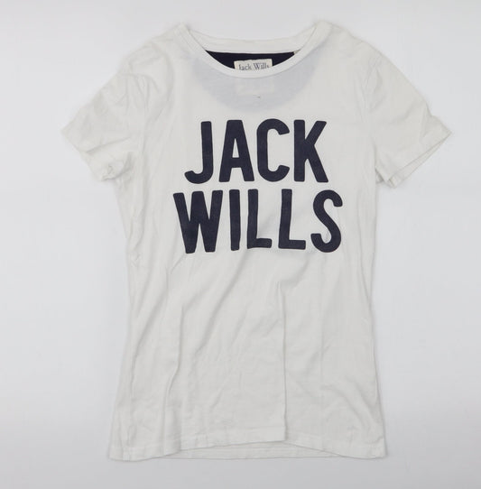 Womens UK Size 6 Jack Wills White Jersey T-Shirt