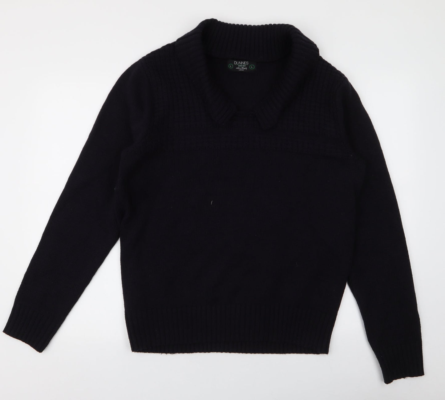 Dunnes Mens Blue Collared  Acrylic Pullover Jumper Size L