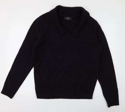 Dunnes Mens Blue Collared  Acrylic Pullover Jumper Size L