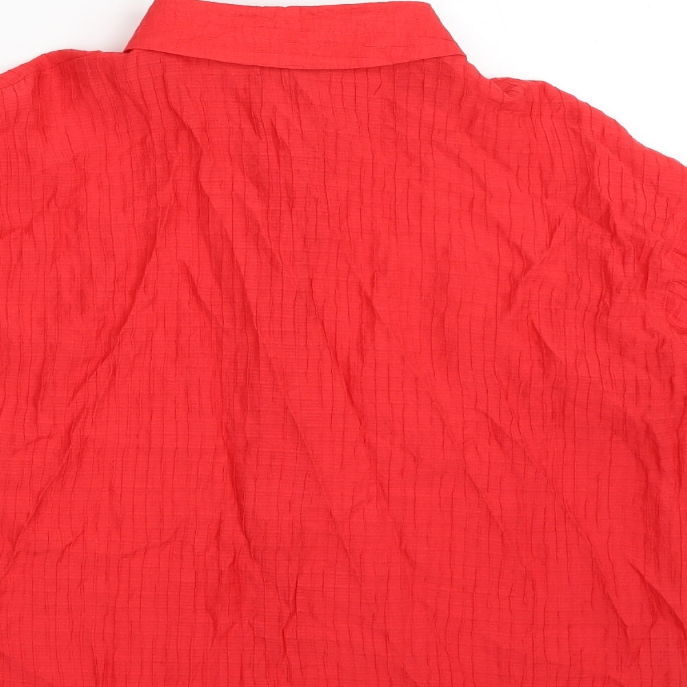 F&F Womens Red  Viscose Basic Button-Up Size S Collared