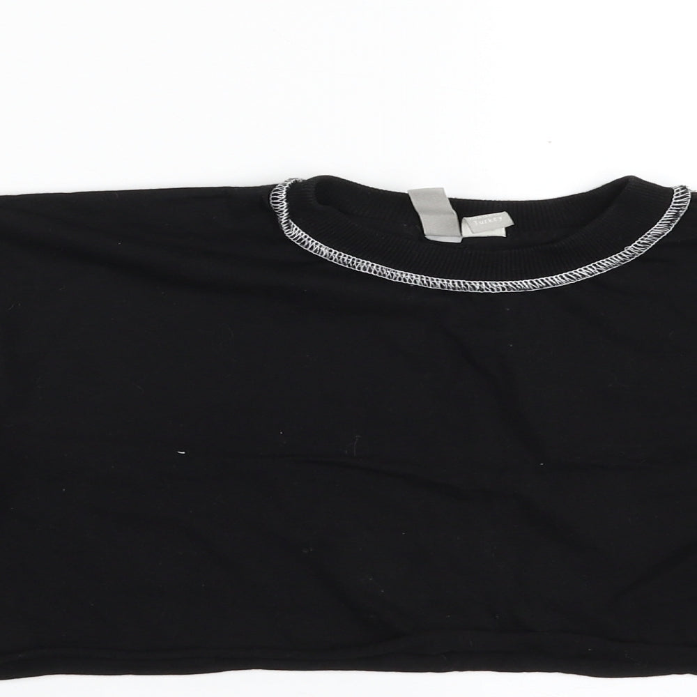 Womens UK Size 4 ASOS Black Cropped T-Shirt