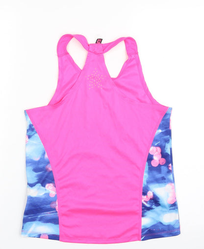 Marks and Spencer Girls Pink Geometric Polyester Vest Sweatshirt Size 12-13 Years  Pullover