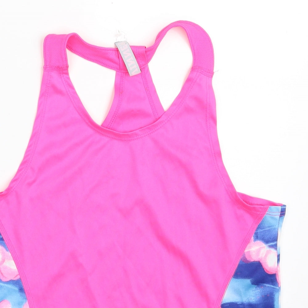 Marks and Spencer Girls Pink Geometric Polyester Vest Sweatshirt Size 12-13 Years  Pullover