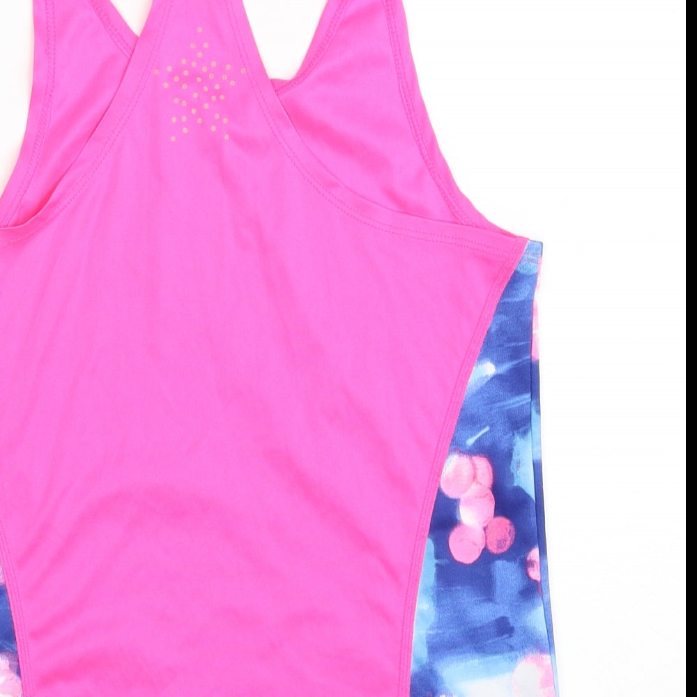 Marks and Spencer Girls Pink Geometric Polyester Vest Sweatshirt Size 12-13 Years  Pullover