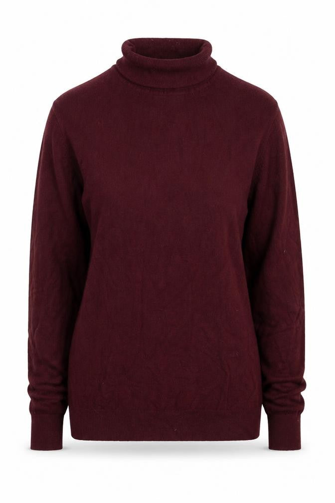 Front view of Christiano Baldinucci women’s purple roll neck viscose jumper, size M